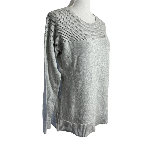 Banana Republic Light Heather Gray Sweater Small Open Tight Knit Mix Pullover - Picture 2 of 6